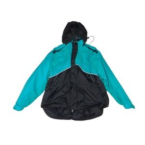 Vintage Prospirit Windbreaker Jacket Teal Black Colorblock Hooded Mens Medium